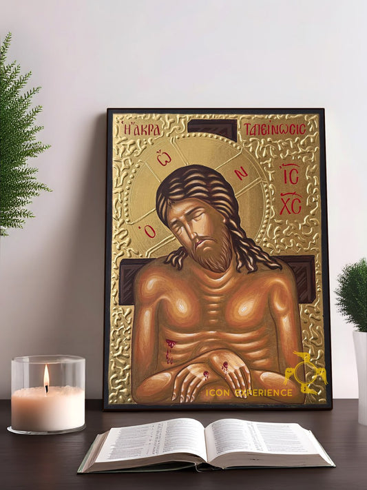 Hand-Painted Icon of “Weep Not for Me, O Mother” (Jesus Christ – Great Humiliation)