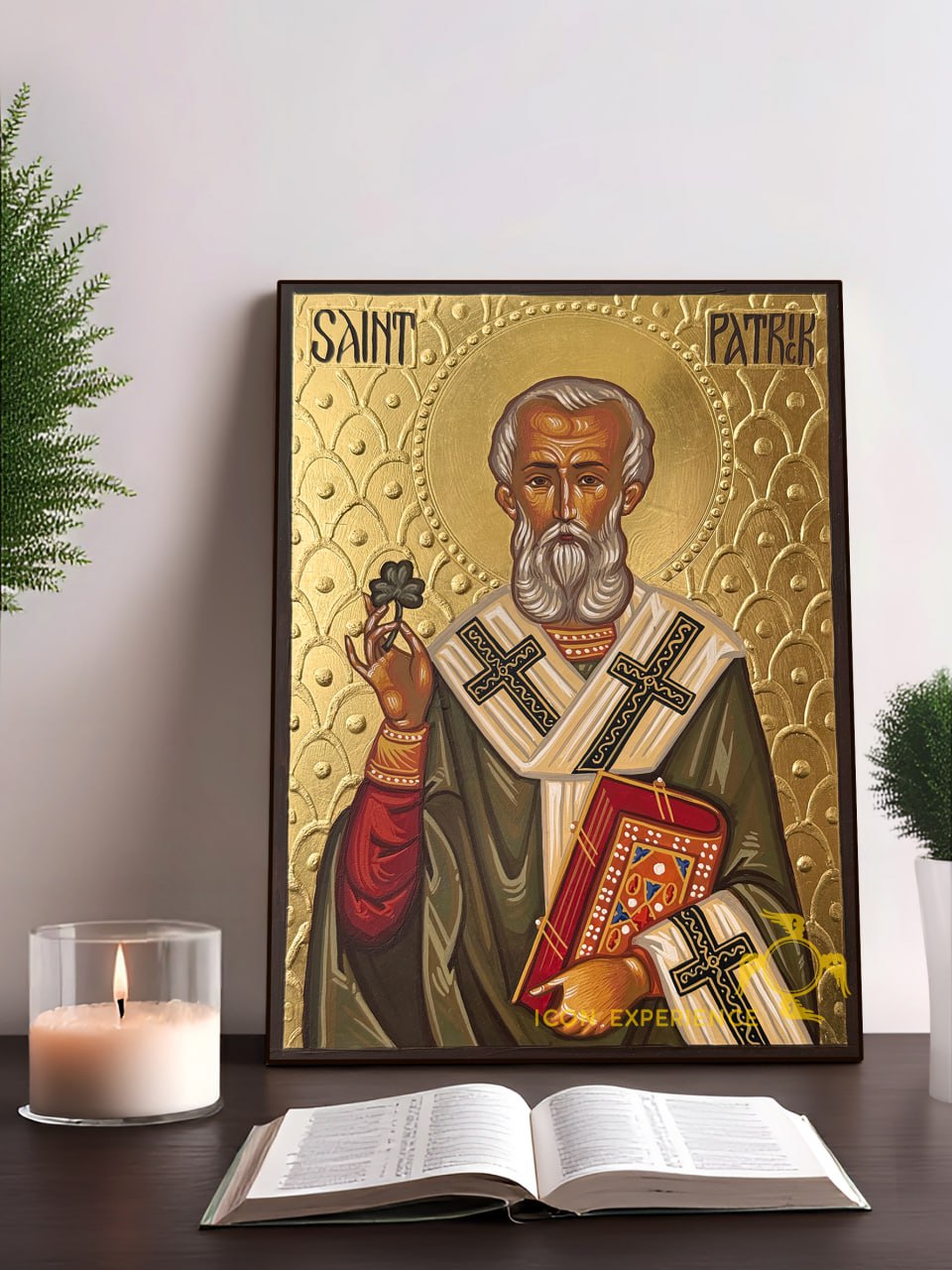 Hand-Painted Icon of Saint Patrick of Ireland 15x20cm (6x8")