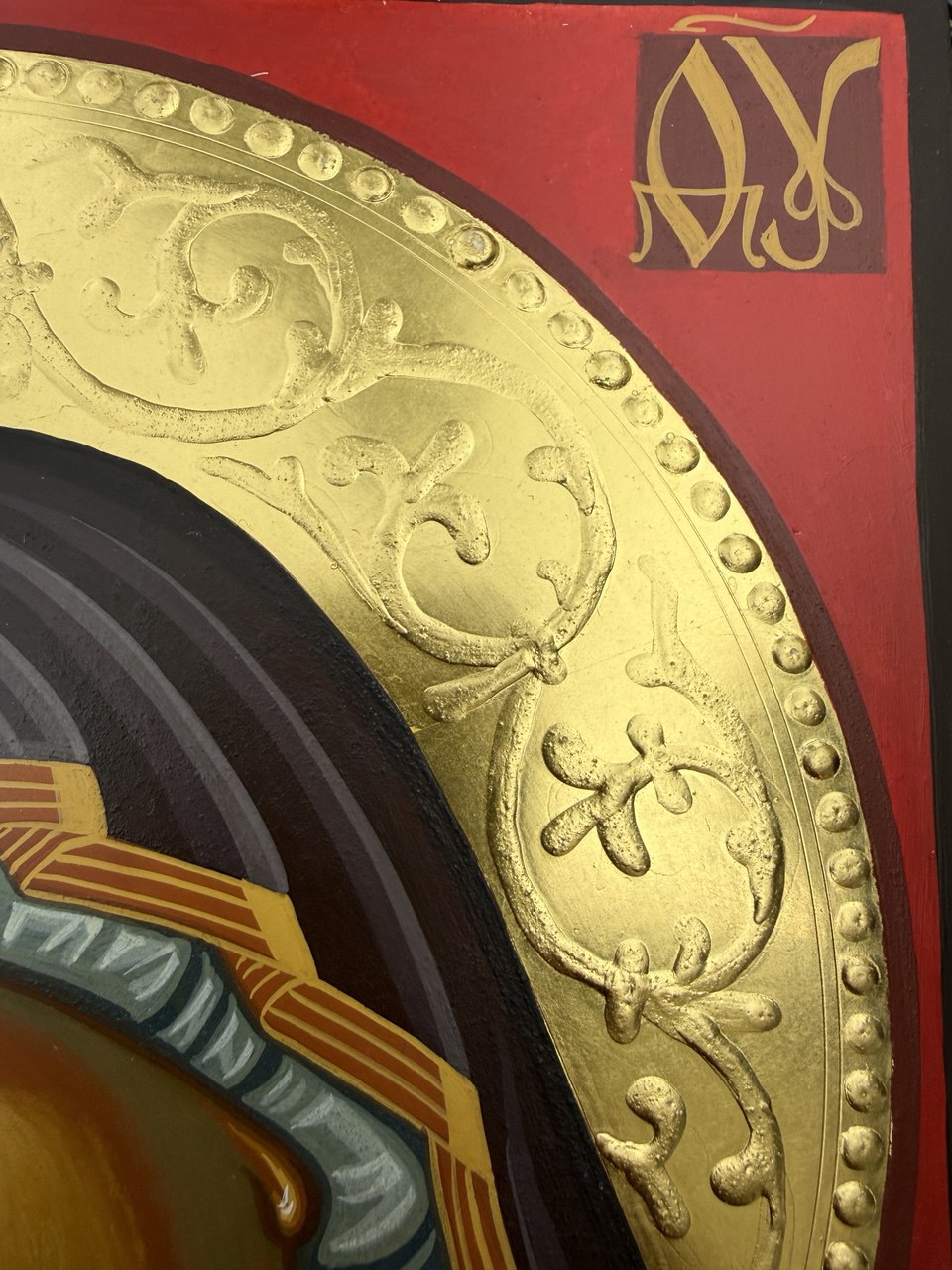 Hand-Painted Icon of Theotokos of Sweet Kissing (Glykophilousa) 22x30cm (9x12")