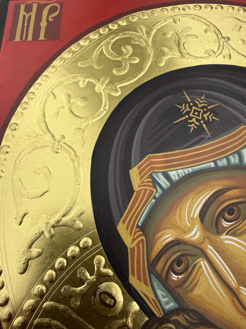 Hand-Painted Icon of Theotokos of Sweet Kissing (Glykophilousa) 22x30cm (9x12")