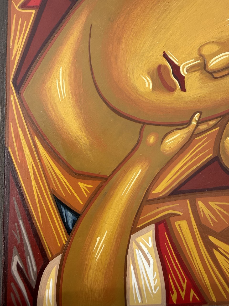 Hand-Painted Icon of Theotokos Eleusa (Mother of Tenderness) 15x20cm (6x8")