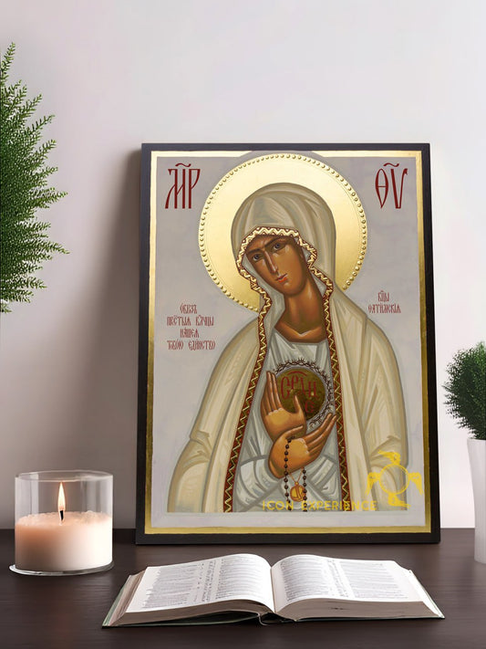 Hand-Painted Icon of Our Lady of Fátima