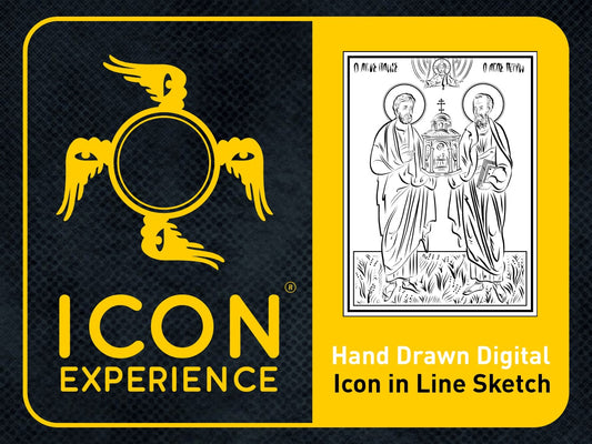 Boceto de arte lineal digital de los apóstoles San Pedro y Pablo