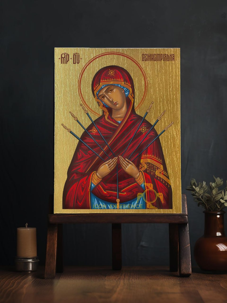 Mother of God Seven Arrows “Softening of Evil Hearts” Byzantine Iconography Christian Art Gift