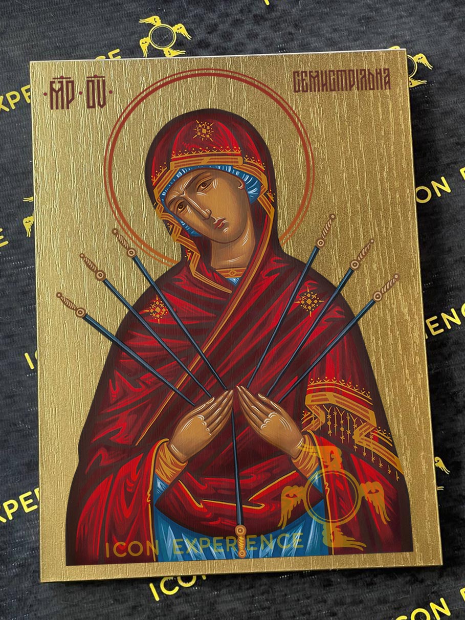 Mother of God Seven Arrows “Softening of Evil Hearts” Byzantine Iconography Christian Art Gift