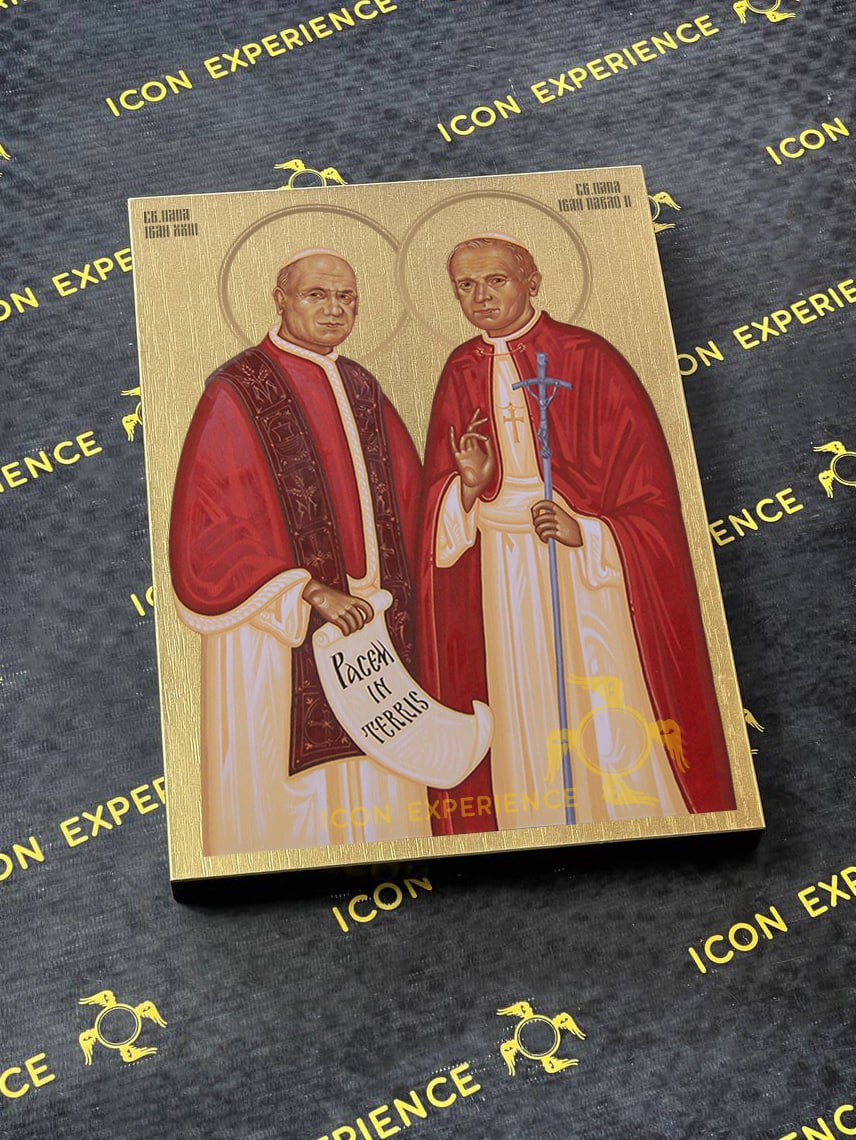 Saint Pope John XXIII and Saint Pope John Paul II Byzantine Iconography Christian Art Gift
