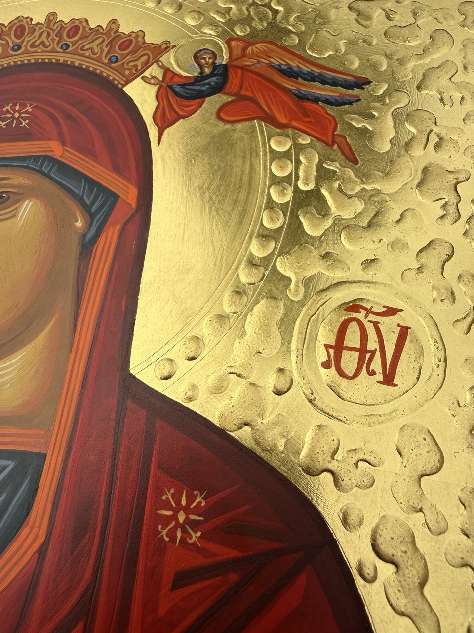 Hand-Painted Icon of Nursing Madonna (Galaktotrophousa ) 22x30cm (9x12")