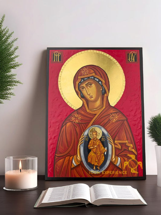Hand-Painted Icon of Our Lady of the Sign (Theotokos Oranta) 22x30cm (9x12")