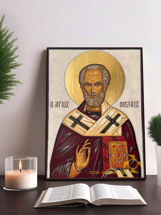 Hand-Painted Icon of Saint Nicholas the Wonderworker 22x30cm (9x12")