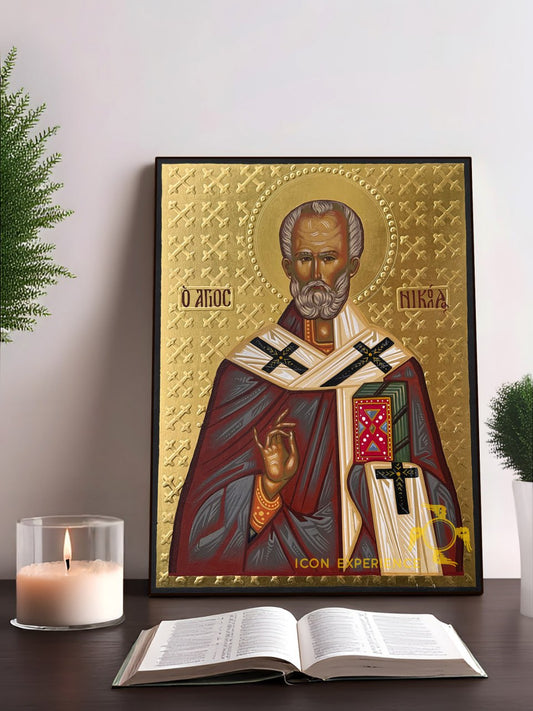 Hand-Painted Icon of Saint Nicholas 22x30cm (9x12")