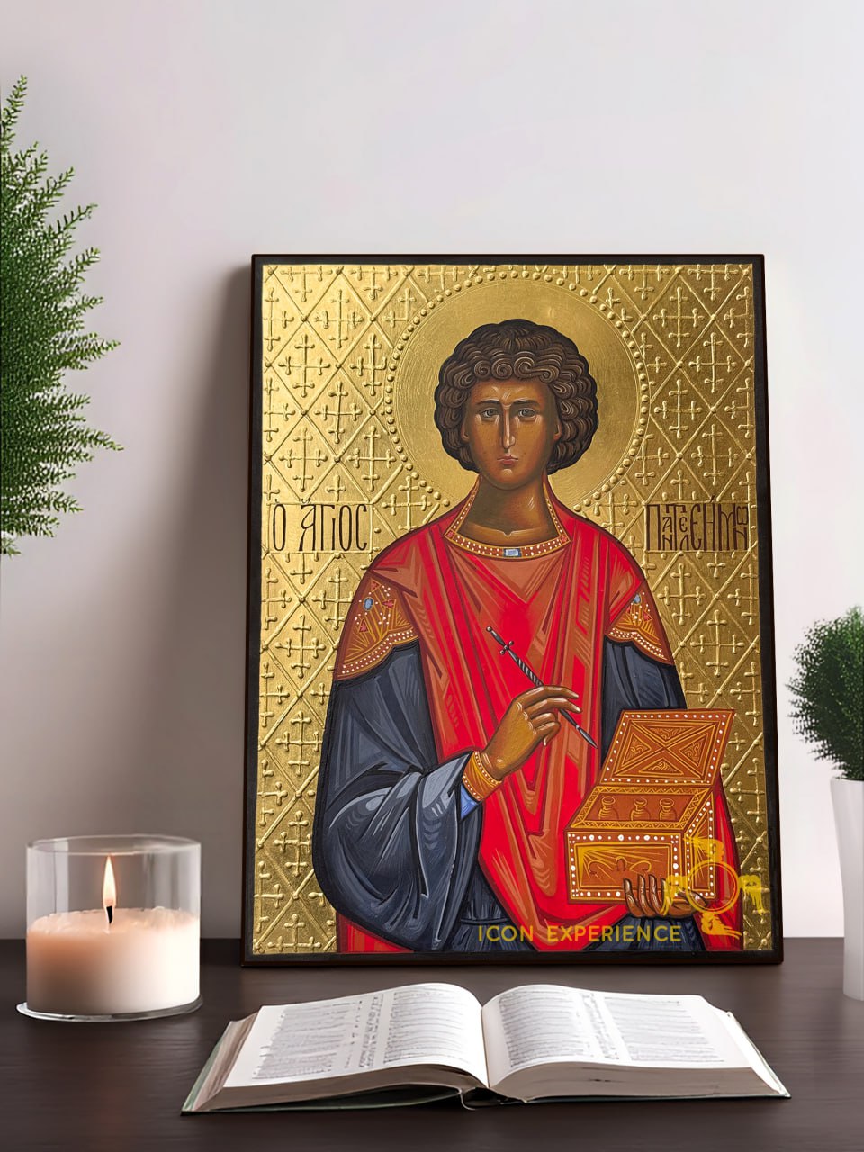 Hand-Painted Icon of Saint Panteleimon the Great Martyr 22x30cm (9x12")