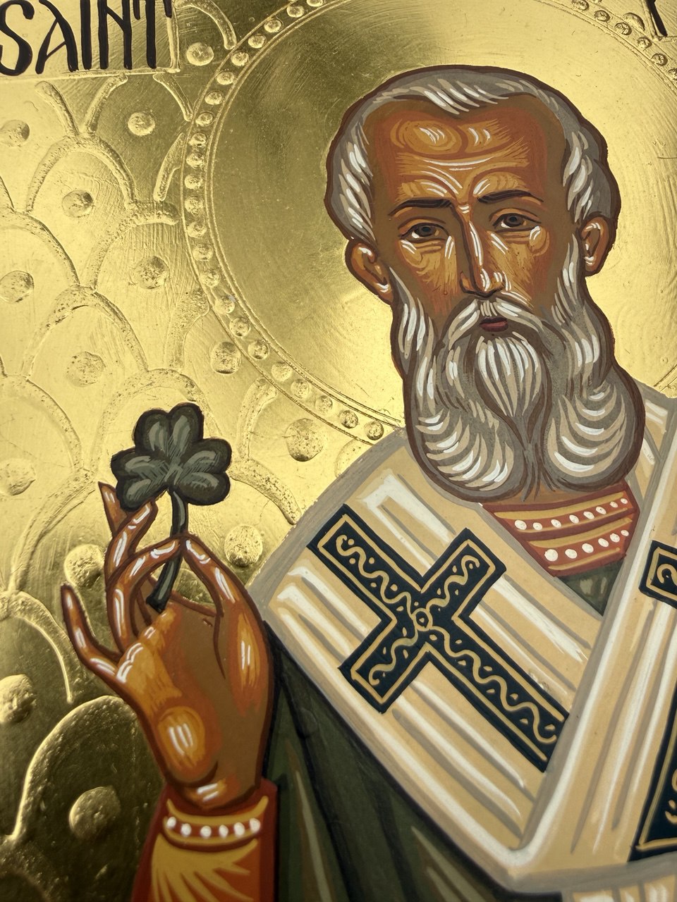 Hand-Painted Icon of Saint Patrick of Ireland 15x20cm (6x8")