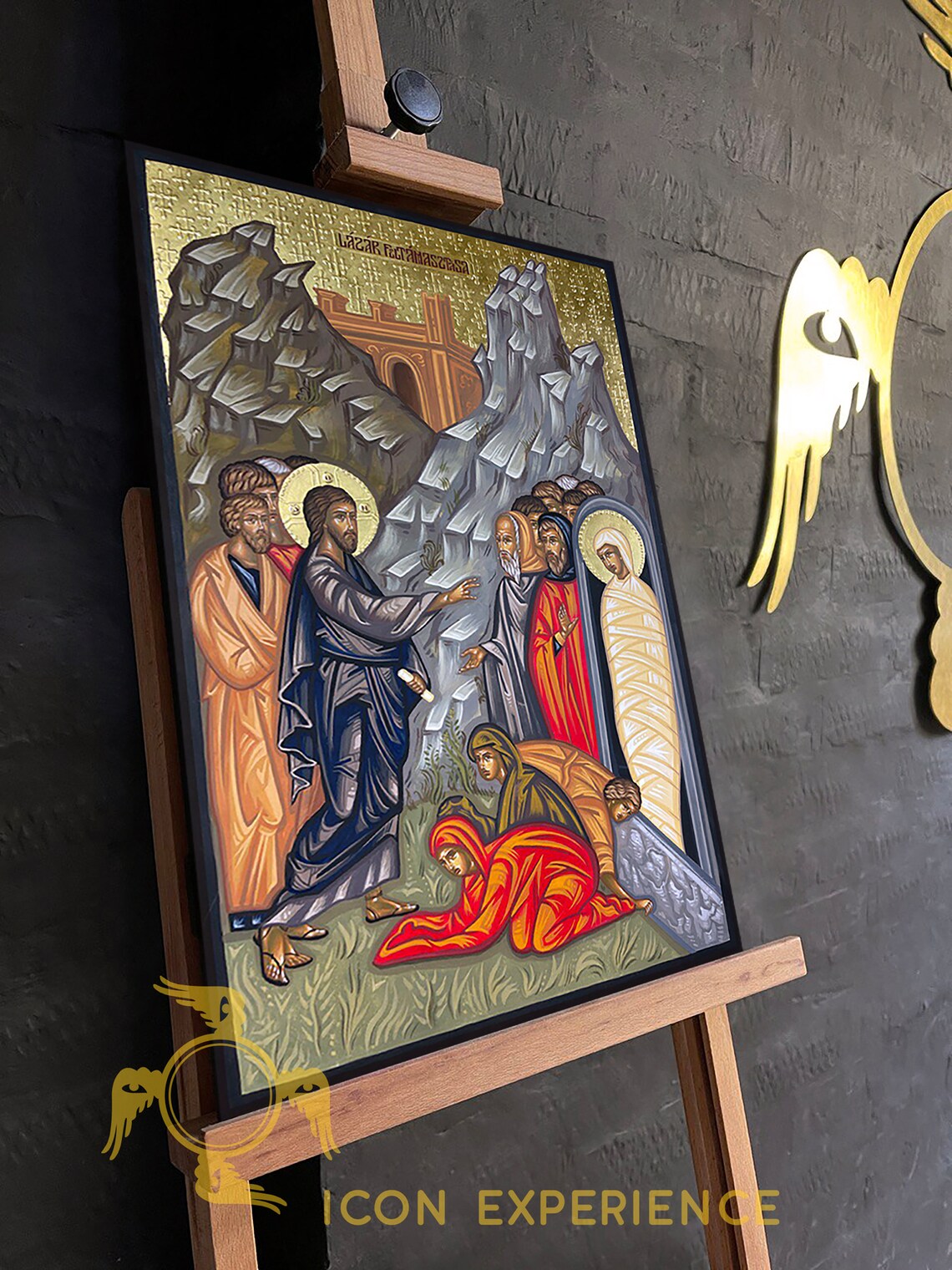 La resurrección de Lázaro, icono pintado a mano