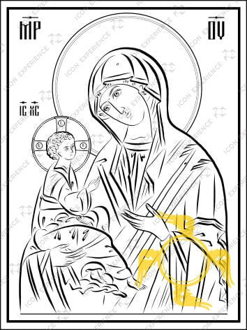 Boceto de arte lineal digital de Theotokos Hodegetria