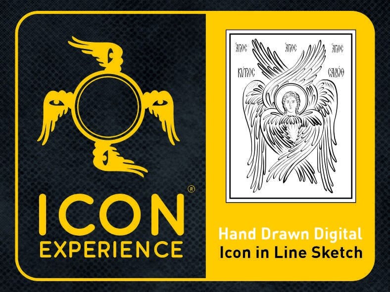 Boceto de arte lineal digital de seis serafines alados