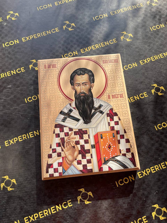 Saint Basil the Great, Printed icon on wood