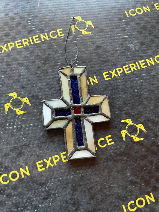Small Handmade Stained Glass Cross Suncatcher