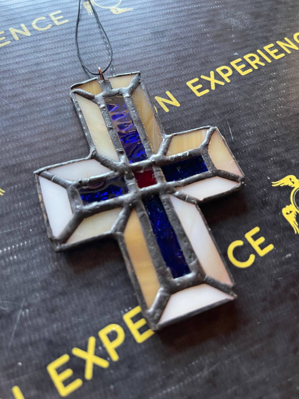 Small Handmade Stained Glass Cross Suncatcher