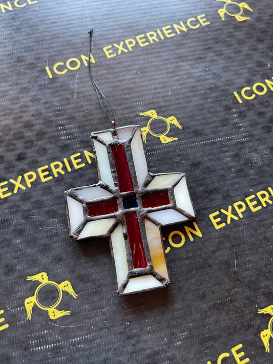 Small Handmade Stained Glass Cross Suncatcher