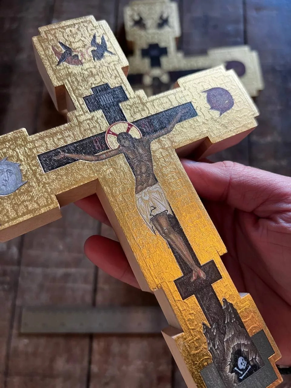 Crucifixion of Jesus Christ Premium Replica with real gold Ready to ship!