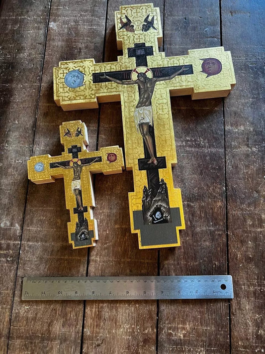 Crucifixion of Jesus Christ Premium Replica with real gold Ready to ship!