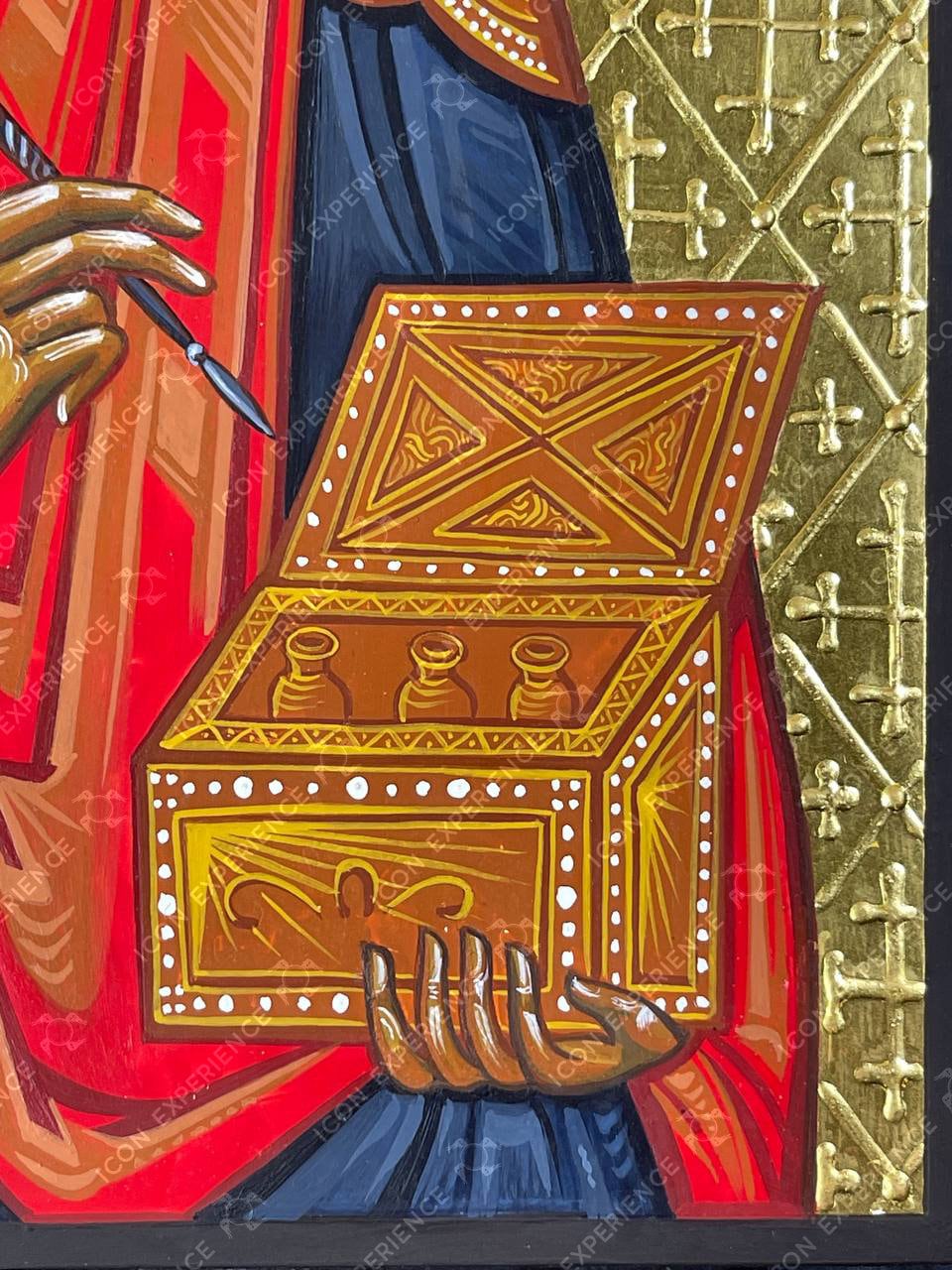 Saint Panteleimon The Great Martyr Handpainted Icon Greek Orthodox Byzantine Icon Wall Hanging Art Religious Handmade Sacral Decoration