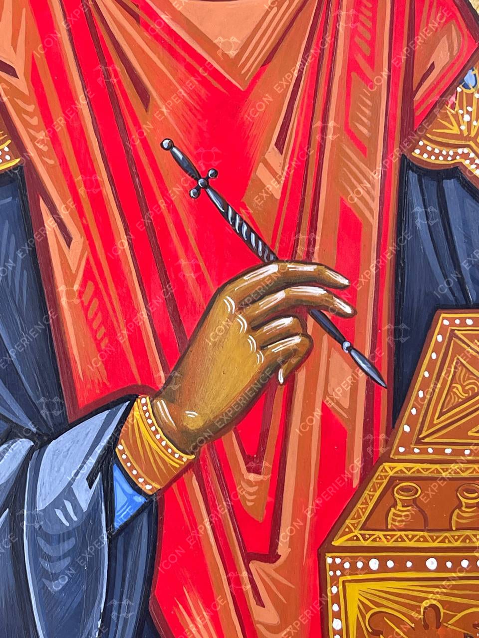 Saint Panteleimon The Great Martyr Handpainted Icon Greek Orthodox Byzantine Icon Wall Hanging Art Religious Handmade Sacral Decoration