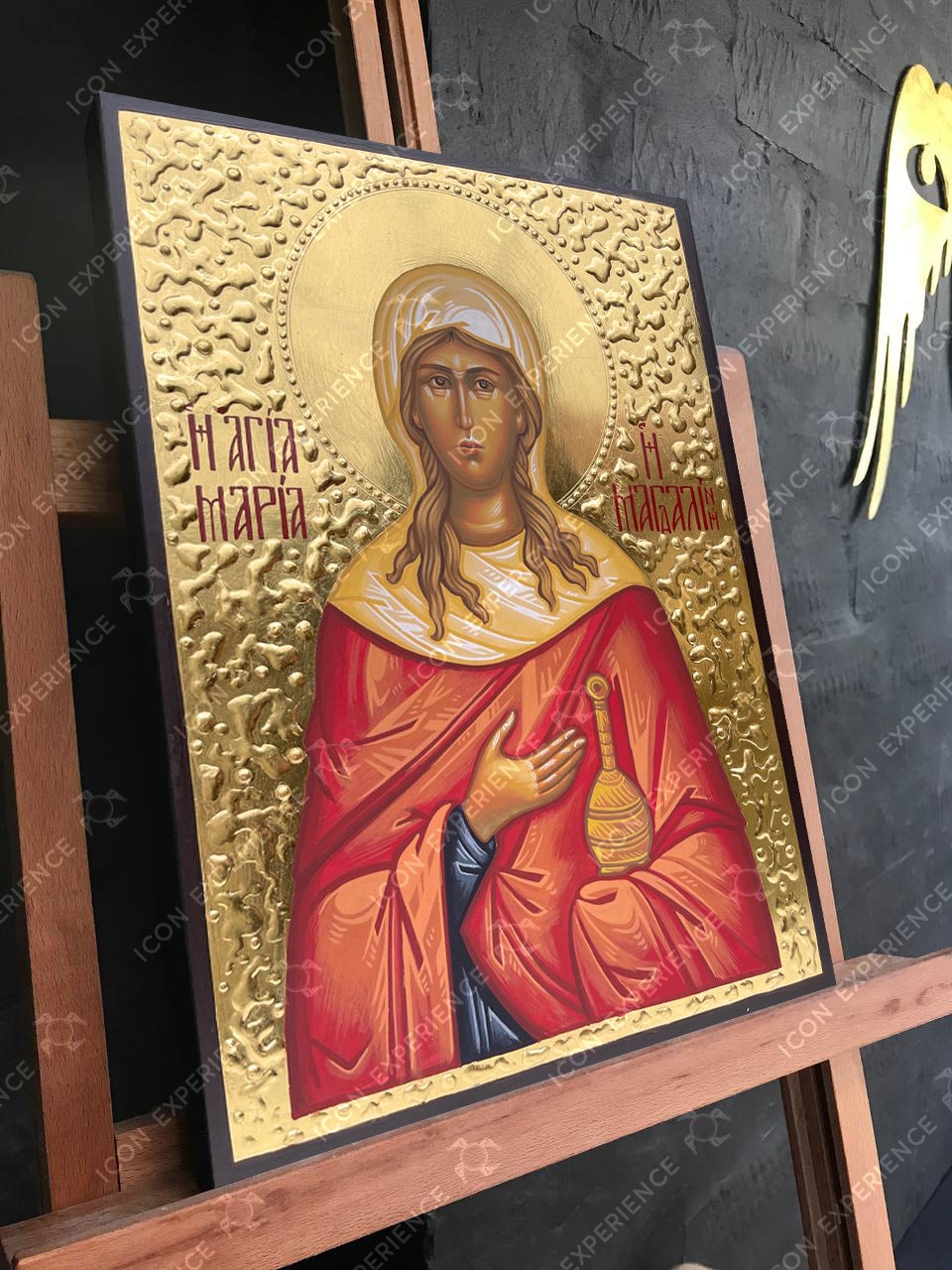 Saint Mary Magdalene Handpainted Icon Greek Orthodox Byzantine Iconography Christian Art Home Decoration Wooden Wall Hanging Deco
