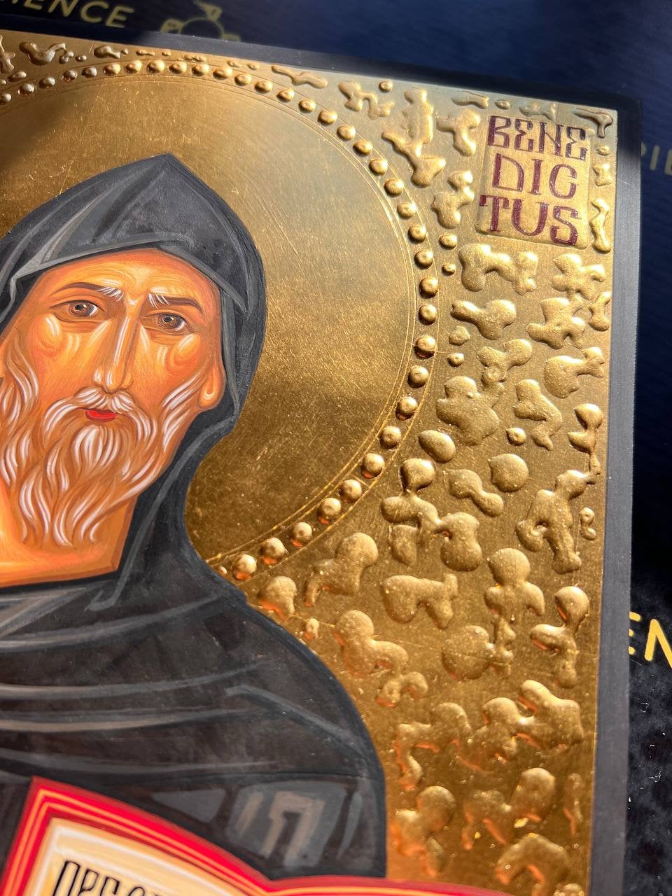 Saint Benedict of Nursia Handpainted Icon Catholic Wall Art Decoration Saint Patricks Day Idea Religious Handmade Craftsmanship on Wood