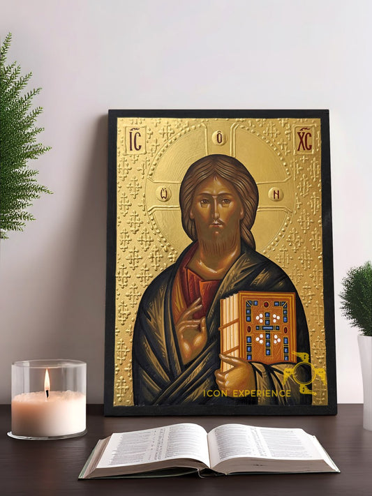 Hand-Painted Icon of Jesus Christ Pantocrator of Sinai Monastery