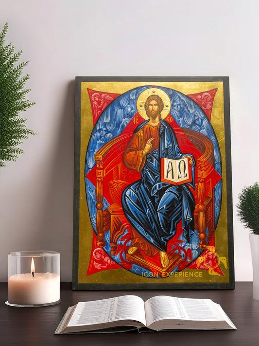 Hand-Painted Icon of Jesus Christ in Glory 29x40cm (12x16")