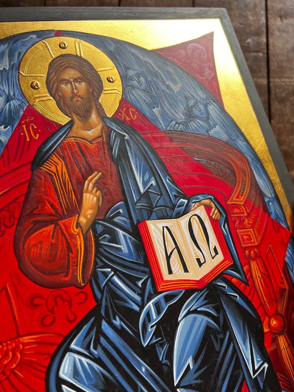 Hand-Painted Icon of Jesus Christ in Glory 29x40cm (12x16")