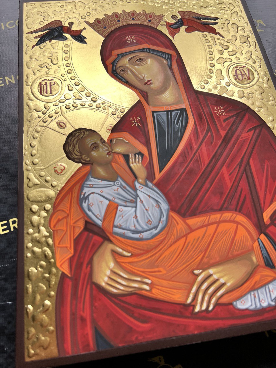 Virgin Mary Galaktotrophousa, Nursing Madonna, Handpainted icon