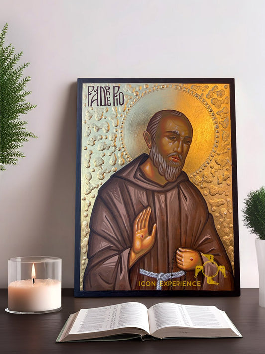 Hand-Painted Icon of Padre Pio 15x20cm (6x8")