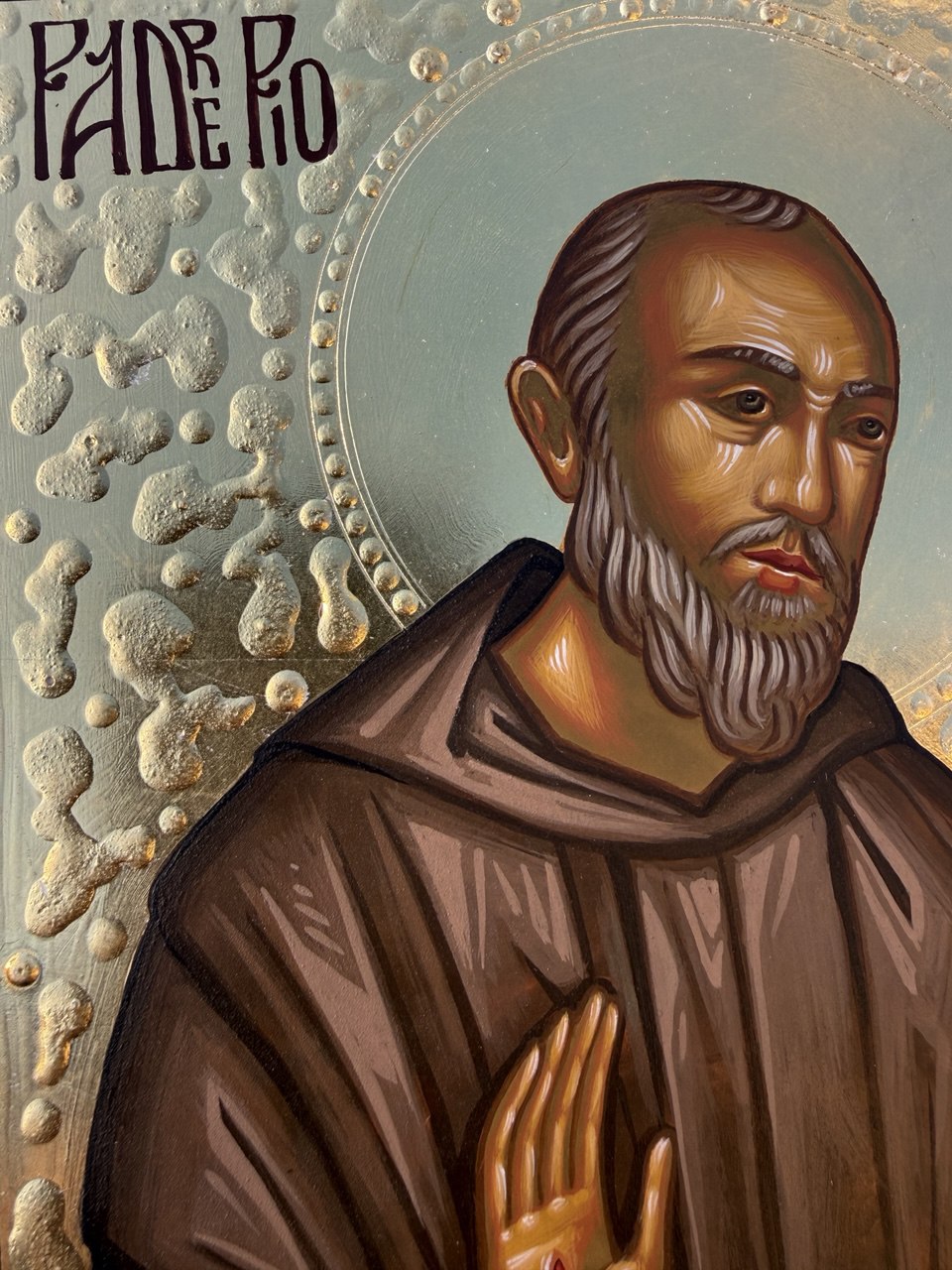 Hand-Painted Icon of Padre Pio 15x20cm (6x8")