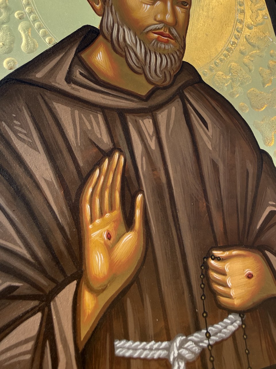 Hand-Painted Icon of Padre Pio 15x20cm (6x8")