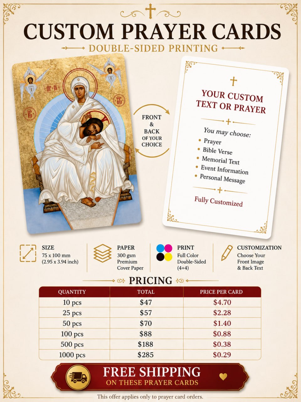 Custom Prayer Cards – Double-Sided Full Color Printing