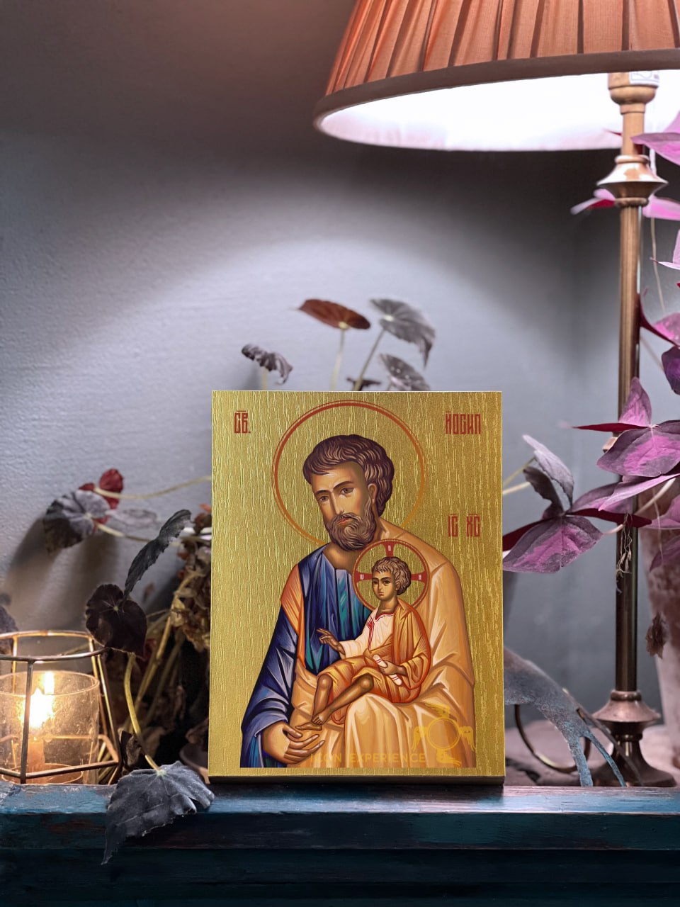 Saint Joseph with Child Jesus Byzantine Iconography Christian Art Gift