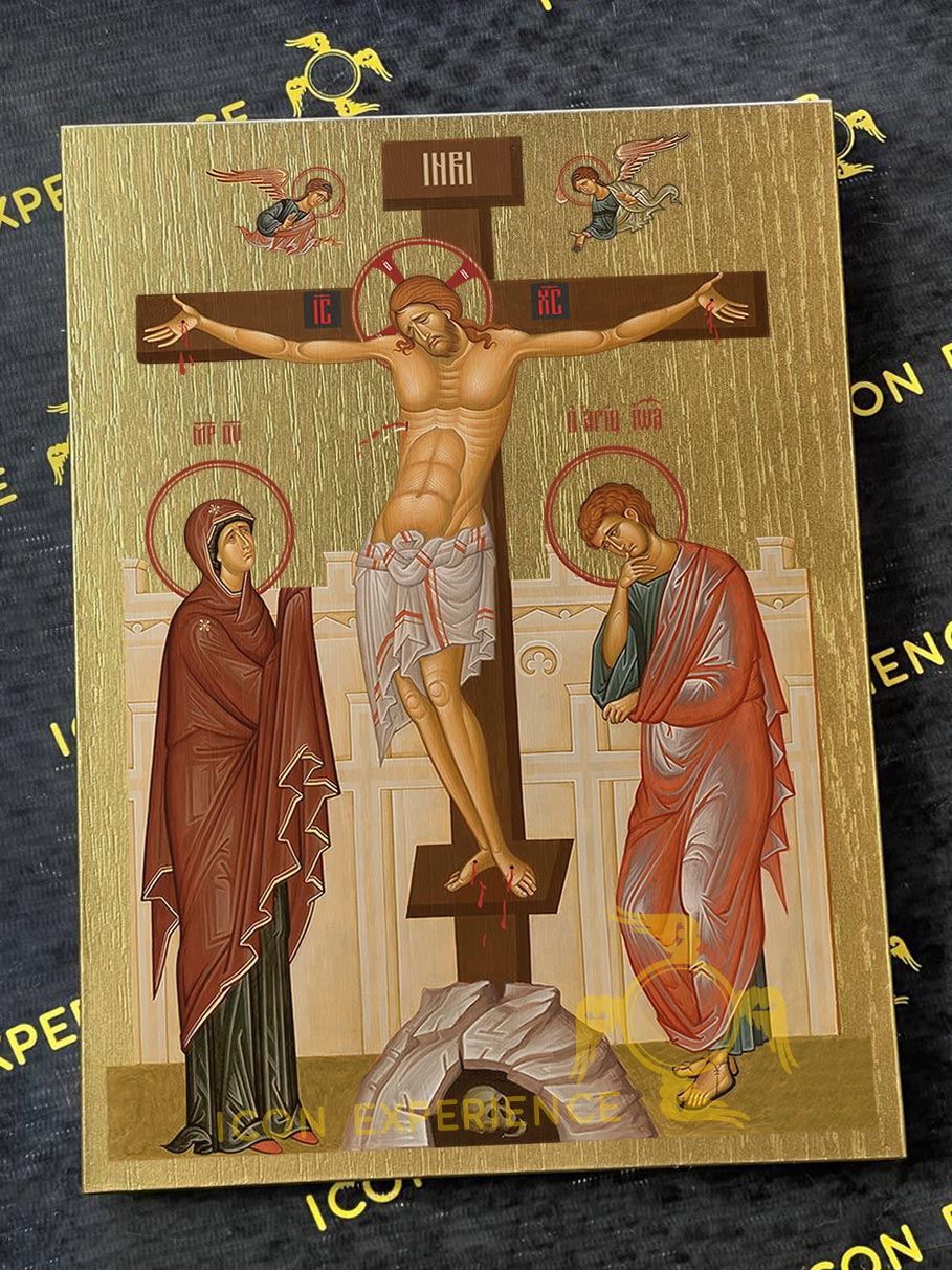 Crucifixión de Jesucristo, Icono impreso sobre madera