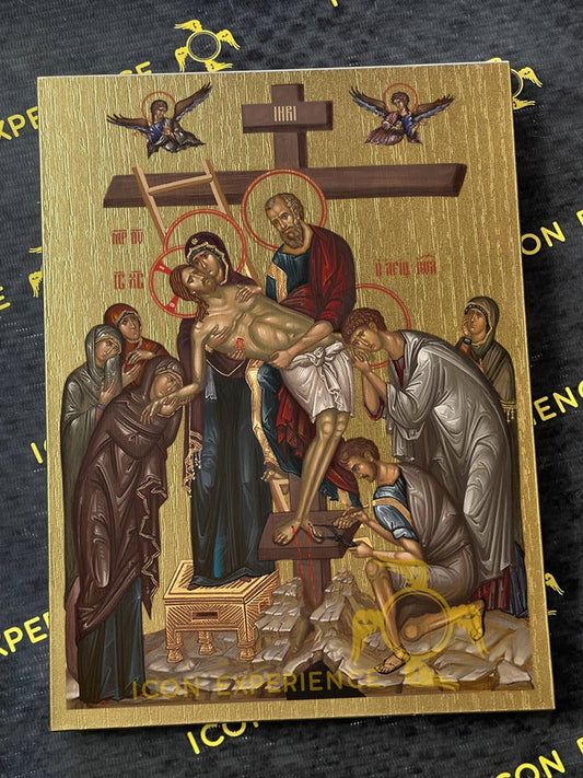 Crucifixión de Jesucristo, Icono impreso sobre madera