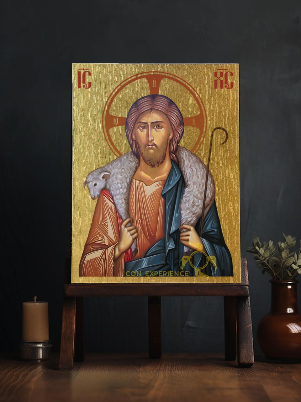 Jesucristo el Buen Pastor Iconografía Bizantina Regalo de Arte Cristiano