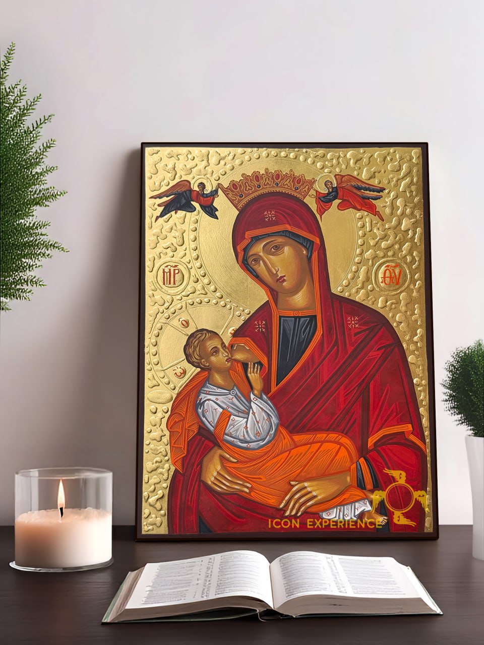 Hand-Painted Icon of Nursing Madonna (Galaktotrophousa ) 22x30cm (9x12")
