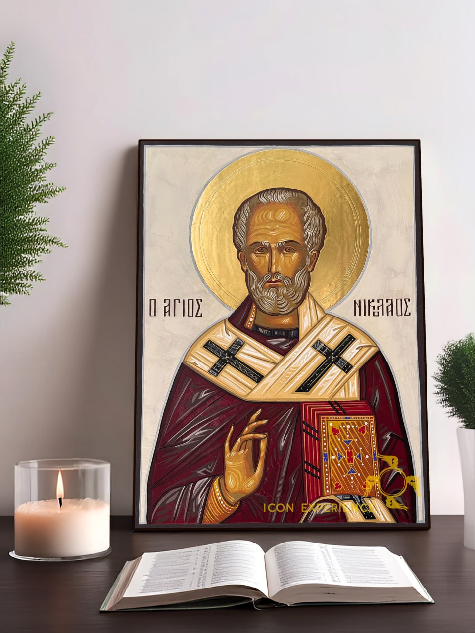 Hand-Painted Icon of Saint Nicholas the Wonderworker 22x30cm (9x12")