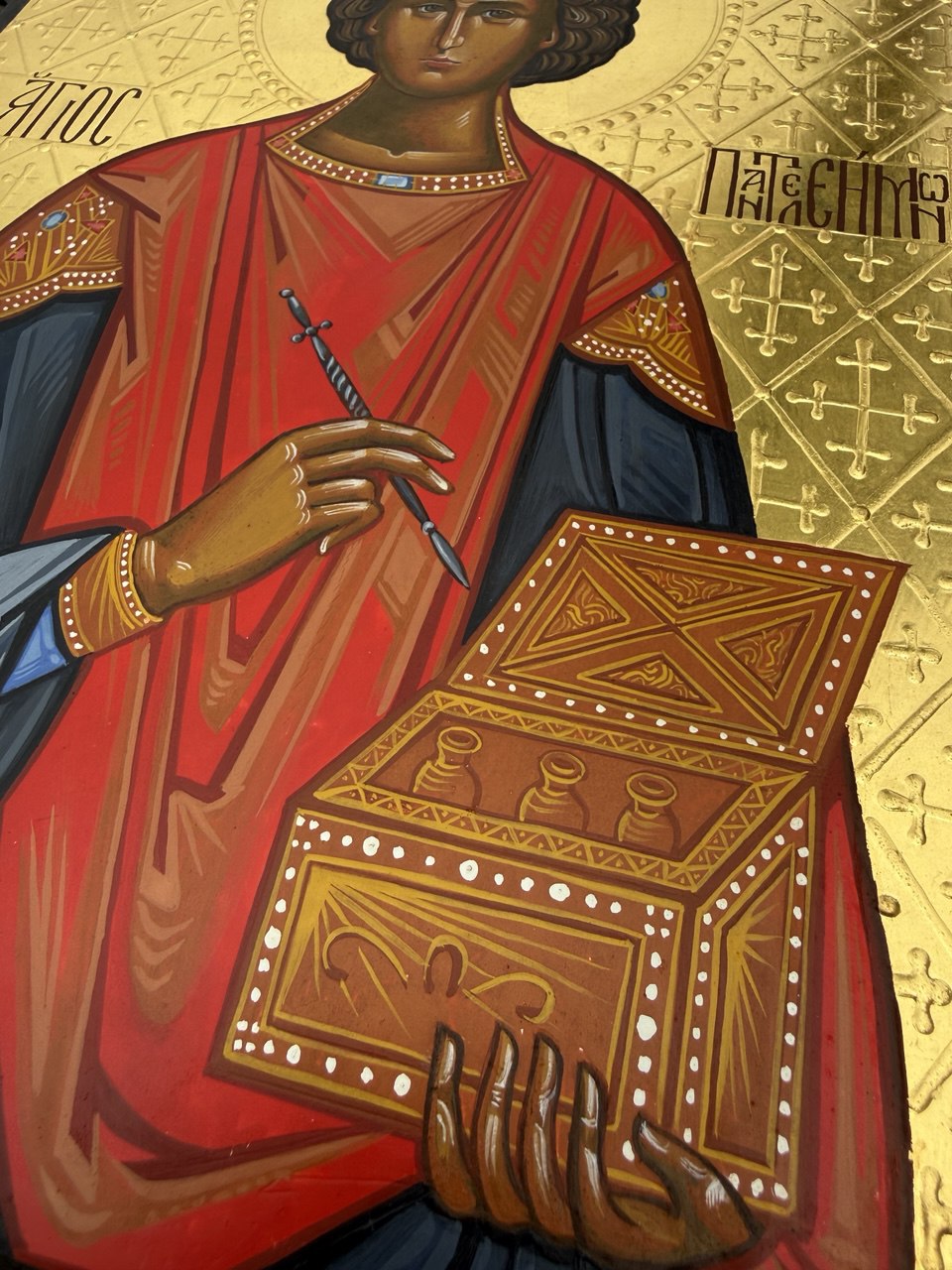 Hand-Painted Icon of Saint Panteleimon the Great Martyr 22x30cm (9x12")