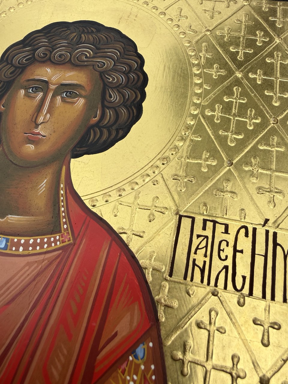 Hand-Painted Icon of Saint Panteleimon the Great Martyr 22x30cm (9x12")