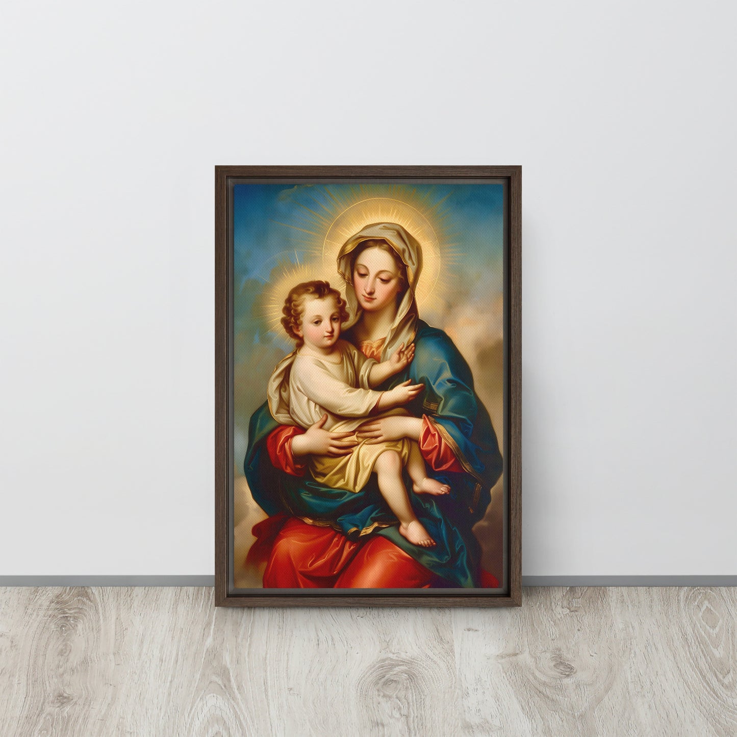 La Virgen María con Jesús / Lienzo enmarcado