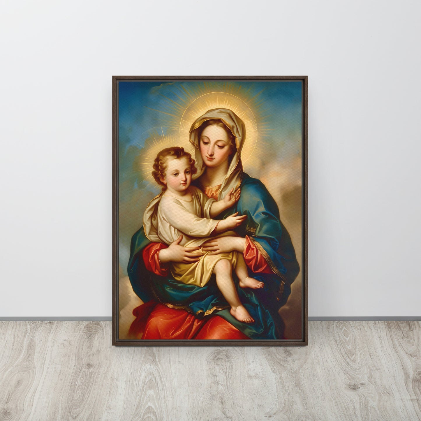 La Virgen María con Jesús / Lienzo enmarcado