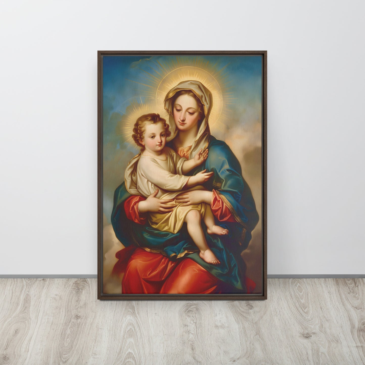 La Virgen María con Jesús / Lienzo enmarcado