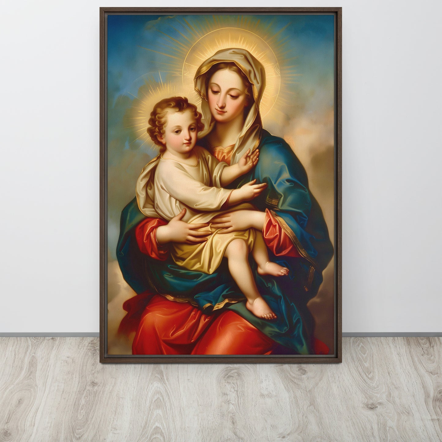 La Virgen María con Jesús / Lienzo enmarcado