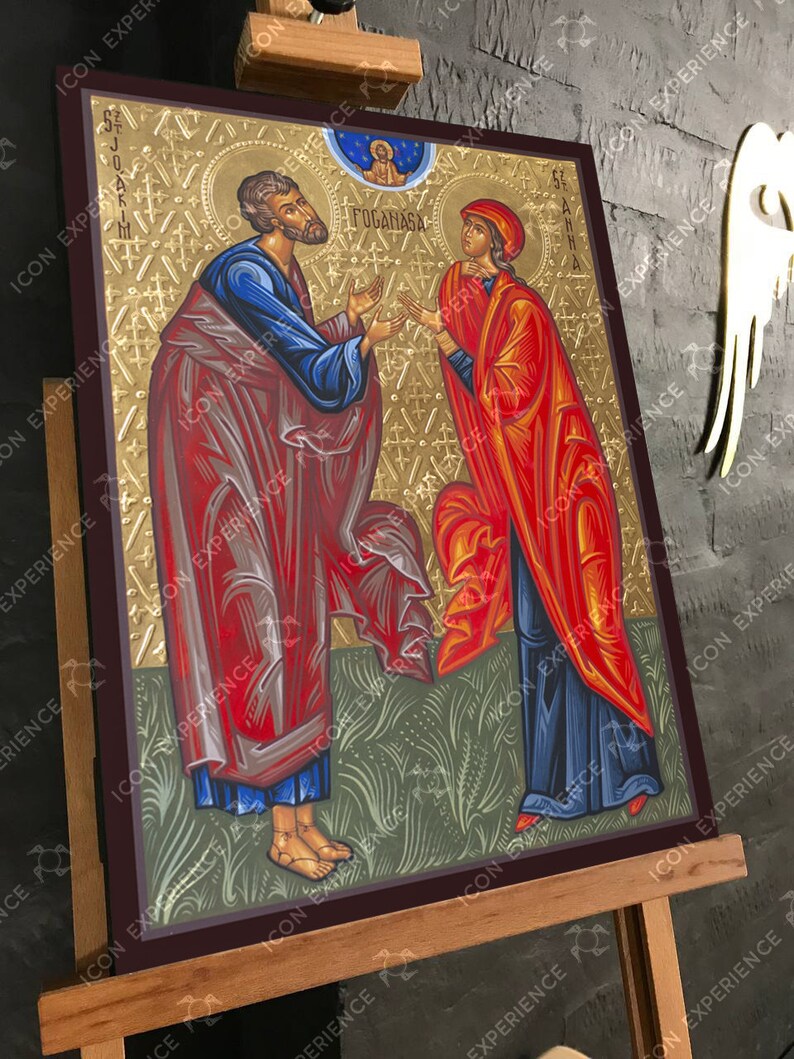 San Joaquín y Santa Ana, icono pintado a mano